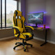 Reclining Ergonomic Gaming Chair with Adjustable Footrest & Lumbar Support - Black & Yellow