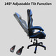 Reclining Ergonomic Gaming Chair with Adjustable Footrest & Lumbar Support - Black & Blue