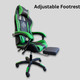 Reclining Ergonomic Gaming Chair with Adjustable Footrest & Lumbar Support – Black & Green