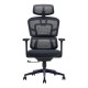 The Black Mesh with Chrome Frame High-Back Office Chair features a black mesh back, adjustable headrest, padded seat, and chrome base with nylon castors.