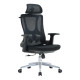 The Black Mesh with Chrome Frame High-Back Office Chair features a tall mesh back, adjustable headrest, chrome base, and smooth-rolling castors.