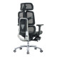 The Black Mesh with Aluminium Frame High-back Office Chair Features a Mesh Back, Adjustable Headrest, 4D Armrests, and an Aluminium Base.