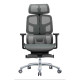 The Black Mesh with Aluminium Frame High-Back Office Chair features a mesh back, adjustable headrest, 4D armrests, and an aluminium base.