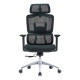 The Black Mesh with Aluminium Frame High-back Office Chair Features a Mesh Back, Adjustable Headrest, 3D Arms, and an Aluminium Base with Nylon Castors.