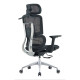 The Black Mesh with Aluminium Frame High-back Office Chair Features a Mesh Back, Adjustable Headrest, 3D Arms, and an Aluminium Base with Nylon Castors.