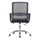 Black Mesh Office Chair with Chrome Frame, Medium-back, on Five Wheels, Suitable as Corporate Furniture, Featuring Ergonomic Design and Breathable Mesh Material, from Brand 67, in a Sleek and Modern Style.