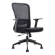 Black Mesh Office Chair with Black Nylon Frame, Medium-back, and Lumbar Support, Featuring a Sleek Design and Adjustable Features, from Brand 67, Showcasing a Sturdy Base and Armrests, Ideal as a Lumbar Support Chair.