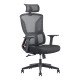 Black Mesh Office Chair with Adjustable Headrest and Black Nylon Frame, Ideal for Corporate Office Seating, Featuring High-back and Lumbar Support, from Brand 67, Showcasing Comfortable and Durable Design.