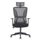 Black Mesh High-back Office Chair with Adjustable Headrest and Black Nylon Frame, Ideal for Corporate Office Seating, Featuring a Sturdy Base and Armrests, from Brand 67, Showcasing Comfort and Support.