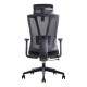 Black Mesh High-back Office Chair with Black Nylon Frame, Adjustable Headrest and Ergonomic Design, Ideal as a Professional Workspace Chair, Featuring a Sturdy Five-Star Base and Armrests, by Brand 67, Model C4005.