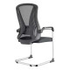 The Black Mesh with Chrome Frame Visitor Office Chair features a black mesh backrest, padded seat, fixed nylon armrests, and a polished chrome sleigh base.