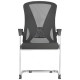 The Black Mesh with Chrome Frame Visitor Office Chair includes fixed armrests, a ventilated mesh back, and a chrome sleigh frame. Built for reception and meeting areas, it balances comfort and elegance.
