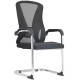 Black Mesh Office Chair with Chrome Frame, Featuring a Ventilated Back Chair Design, from Brand 67, Showcasing a Sleek and Modern Aesthetic with a Sturdy Base and Armrests, Presented in a Neutral Colour Scheme.