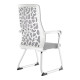 The Grey Mesh with White Frame Visitor Office Chair features a grey mesh backrest, white arms, padded seat, and chrome sleigh frame.