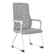 The Grey Mesh with White Frame Visitor Office Chair features a grey mesh backrest, white arms, padded seat, and chrome sleigh frame.