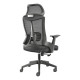 The Black Mesh with Black Nylon Frame High-Back Office Chair features a mesh backrest with headrest, black nylon frame, armrests, and base with castors.