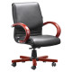 DB015 Mahogany Genuine Leather with Wooden Frame Executive Medium-Back Office Chair
