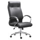 DB035 Black Genuine Leather with Chrome Frame Executive High-Back Office Chair