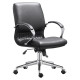 DB035A Black Leather Combo with Chrome Frame Executive Medium-back Office Chair