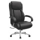 The Black Bonded Leather with Steel Frame Heavy-Duty High-back Office Chair Features Durable Bonded Leather Upholstery, Steel Armrests with PU Padding, and a Polished Steel Star Base.