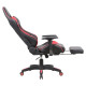 A sporty PU leather gaming-style office chair with adjustable reclining backrest and moulded foam seat. Features 2D adjustable armrests, integrated footrest, and heavy-duty base