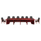 H013A Boardroom Table with Leather Inlay - Mahogany Veneer