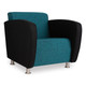 Havana Sofa Chair, modern teal and black fabric upholstered chair with metal legs and high backrest for stylish living room seating.