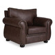 Lima Sofa Chair FUR-SCH-LIM, stylish brown leather armchair with nailhead trim and plush back cushion.