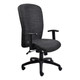 Diva High-back Chair, ergonomic office chair with dark fabric upholstery, adjustable armrests, and a sturdy black five-wheel base.