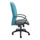 Diva High-back Chair, product COF-HCH-DC6, featuring a vibrant blue upholstered high-back design with ergonomic black armrests and a cushioned gray seat for office comfort.