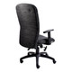 Diva High-back Chair, ergonomic office chair with adjustable armrests, black patterned fabric upholstery, and a sturdy five-star wheeled base.