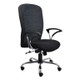 Diva High-back Office Chair by 67, a Durable Office Chair with Black Fabric Upholstery, Silver Metal Frame, and Five-Star Base with Casters, Featuring Adjustable Armrests and a High Backrest for Ergonomic Support.