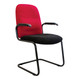 Kingston Visitor Arm Office Chair SAC-VCA-KIS, ergonomic visitor chair with red fabric backrest, black cushioned seat, armrests, and a sled base in black metal.