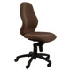 Lucea 2000 Typist Office Chair by Office Stock South Africa, a Brown Leather Corporate Office Furniture Piece with a High Backrest and Black Base on Casters, Promoting Comfort and Healthy Posture in Modern Workplaces.