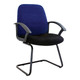 Montego Visitor Office Chair SAC-VC-MO, ergonomic office chair with blue and black fabric upholstery, armrests, and a sturdy metal sled base.