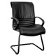 Pimento Polyurethane Visitor Arm Office Chair SAC-VCH-PIM-PU, black office chair with armrests, cushioned seat and backrest, and metal sled base for conference rooms and visitor seating.