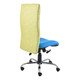 Iris High-back Chair COF-HCH-IC6, ergonomic office chair with yellow and blue fabric upholstery, adjustable height, and a sleek chrome base with caster wheels.