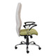 Nikki High-back Chair, ergonomic office chair with adjustable armrests, green cushioned seat, and high back support for comfortable seating.
