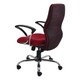 Simone Medium-back Office Chair COF-MCH-SC5, ergonomic office chair with red fabric seat, black and red mesh backrest, adjustable armrests, and a chrome base with caster wheels.