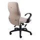Simone Medium-back Office Chair, beige fabric upholstered ergonomic office chair with adjustable height and black armrests on a wheeled black base.