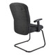 Fiona Visitor Office Chair, black fabric upholstered office chair with padded backrest, adjustable armrest, and sled base design.