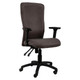 Spine High-back Chair, ergonomic office chair with dark fabric upholstery, adjustable armrests, and a sturdy black five-star base with casters for mobility.