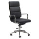 Classic Eames Cushion High-back Chair, Black Leather Ergonomic Office Chair with High Backrest, Chrome Armrests, and Five-Wheel Base for Office Comfort and Style.