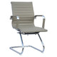 Classic Eames Ribbed Visitor Chair, modern ergonomic office chair with beige ribbed upholstery and sleek chrome frame.