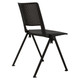 Revolution Polyurethane Stacker Chair | SAC-CCH-REV-PU, black plastic and polyurethane stackable chair with perforated backrest and angled metal legs for office or conference room seating.