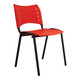 Stacker 500 Plastic Chair, Red Plastic Seat and Backrest with Black Metal Legs.