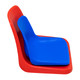 Poly Shell Seat Only - Small, a Small Blue and Red Foam Seat with a Contoured Blue Cushion and a Red Base for Comfort and Support.