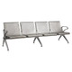 Die Cast Aluminium Airport Bench | JOC-ABC-ADCA3, metallic seating bench with four seats, perforated backrests, armrests, and angled legs.