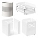 Perforated Steel Desk Set: Two-tier Letter Tray, Paper Cube Holder, Pencil Cup & Waste Paper Bin