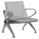 New Chrome Deluxe Airport Bench, metallic silver public seating bench with perforated backrest and armrests. New Chrome Deluxe Airport Bench, metallic silver public seating bench with perforated backrest and armrests.